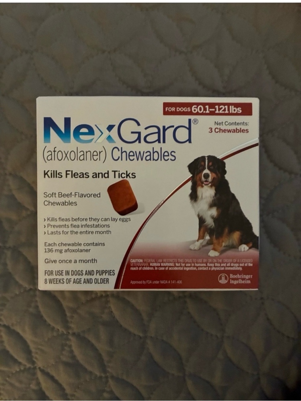 Nexgard 60-122 lbs 3 pack flea & tick for dogs